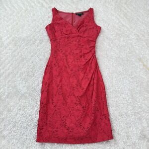 Lauren Ralph Lauren Dress Womens 2 Floral Lace Sleeveless Sheath Cocktail Party